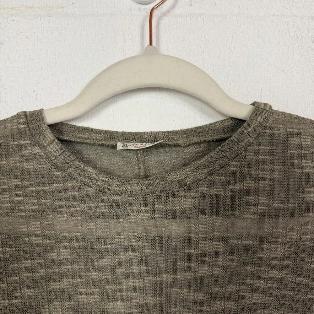 Intimately Free Tee Tan Base Layer Ribbed Soft Sheer‎ Leisure Lounge Sexy XS